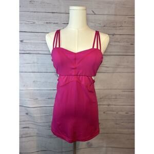 Women's Lululemon Exquisite Tank Jeweled Magenta Strappy Top Built In Bra